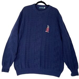 Carmel Golf Cotton Sweater Sz XL Tall Navy Blue Embroidered Classic USA Vintage
